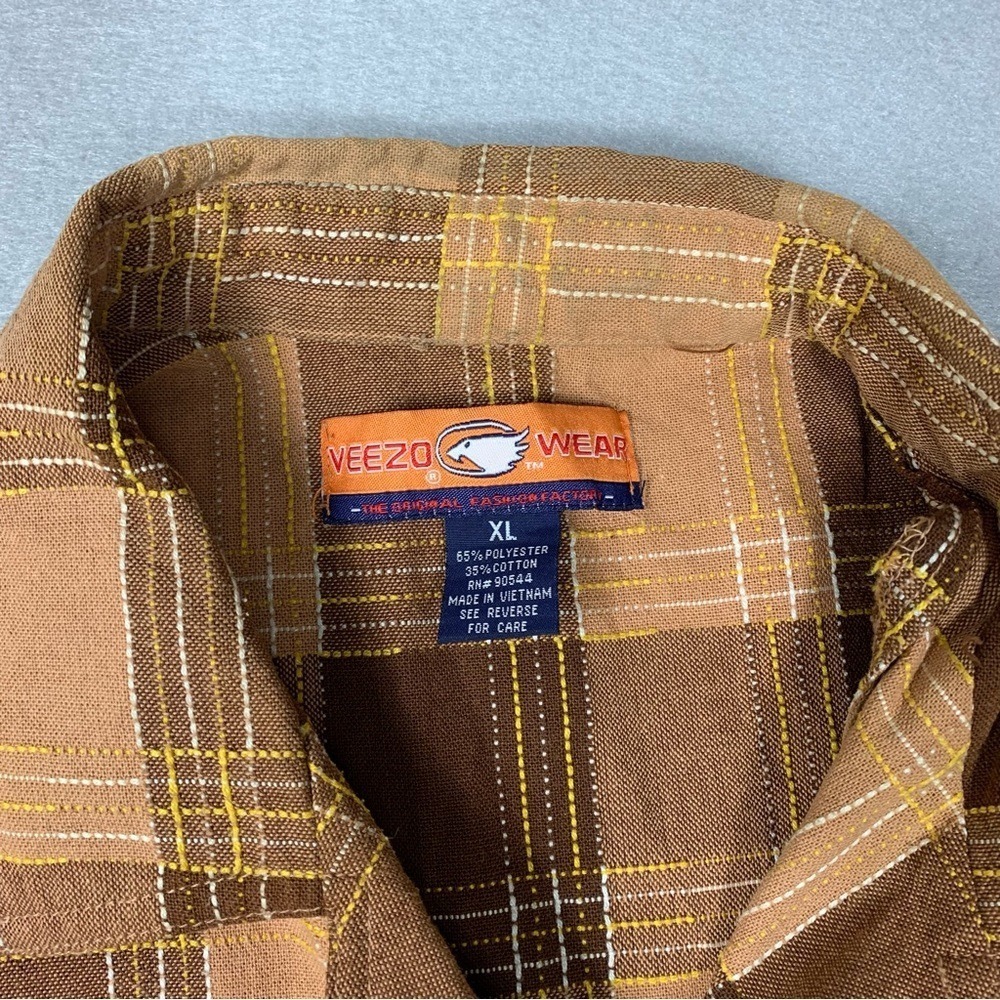 Y2K Veezo Wear Shirt Men's XL Short Sleeve Plaid Button Up Western Casual - Picture 3 of 15